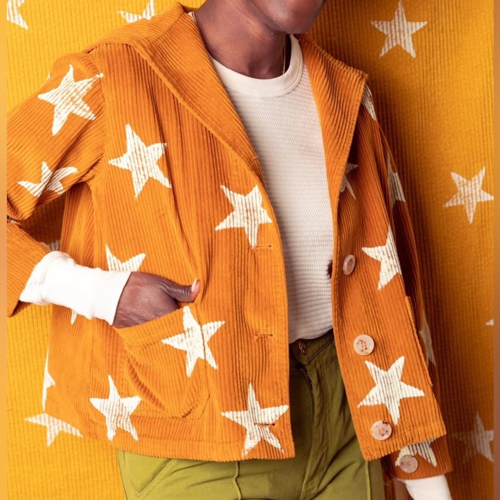 Big Bud Press Corduroy Star Print Sailor Collar Jacket